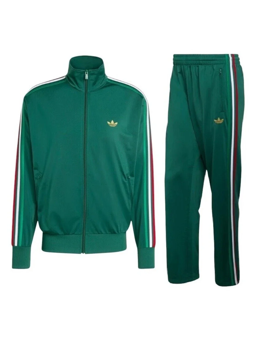 Adidas Originals Firebird Suit Jacket & Pants DARK GREEN Red White Men's LARGE L